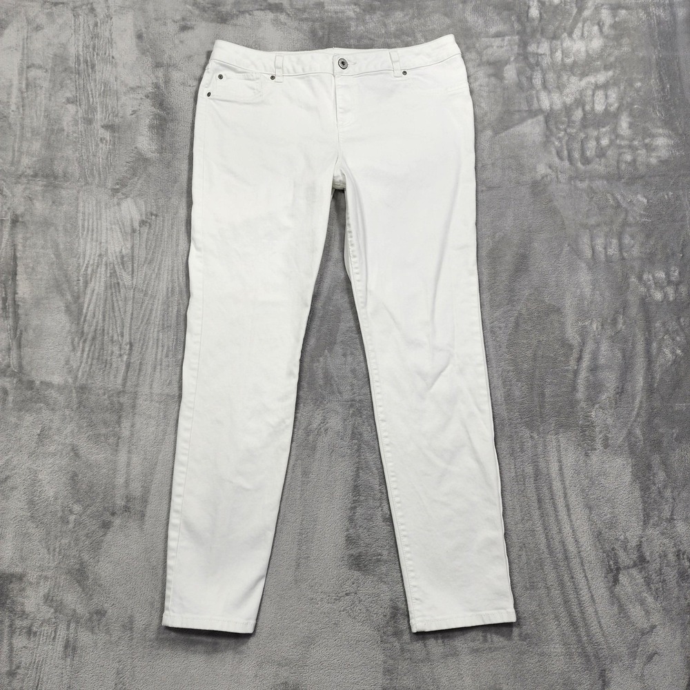 INC International Concepts Jeans Womens‎ 14 White Mid Rise Skinny Leg Stretch